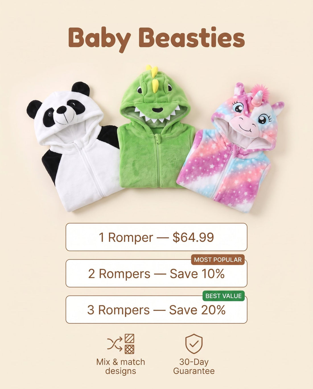 Baby Beasties hooded romper - oferta