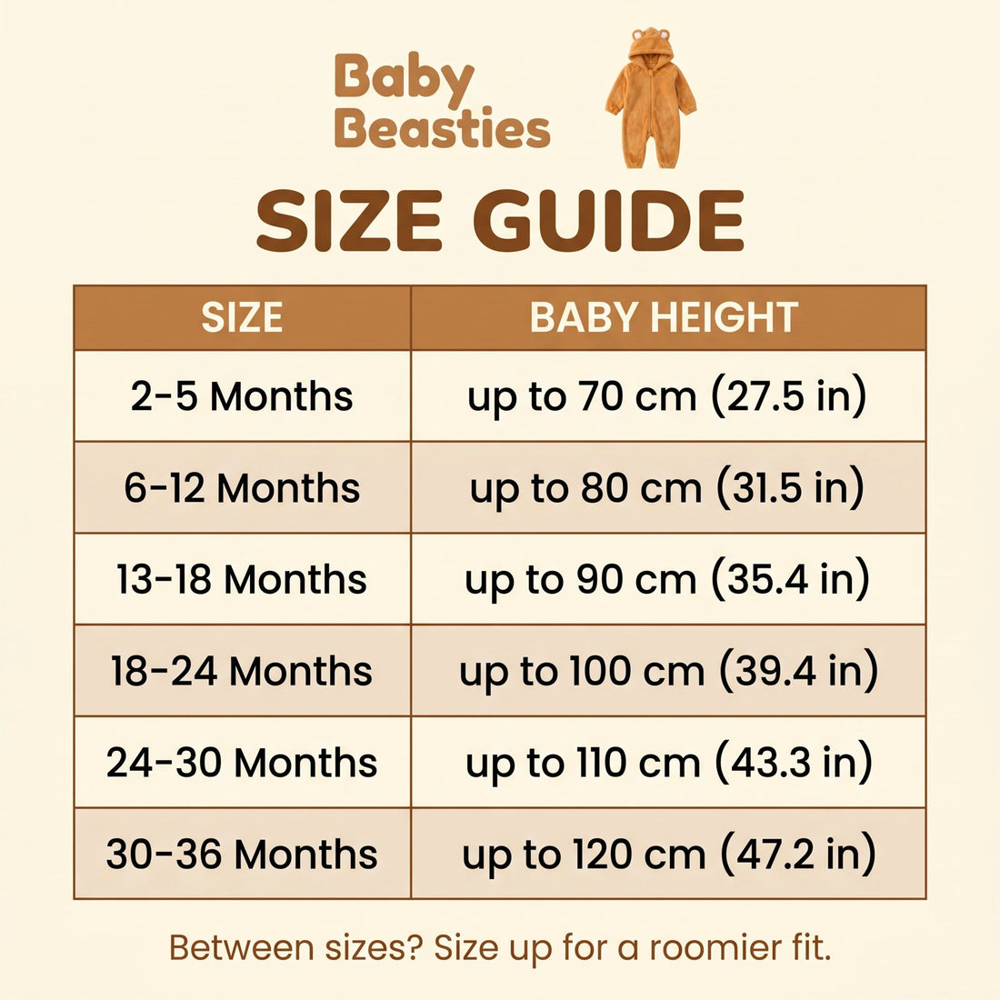 Baby Beasties hooded romper - tallas