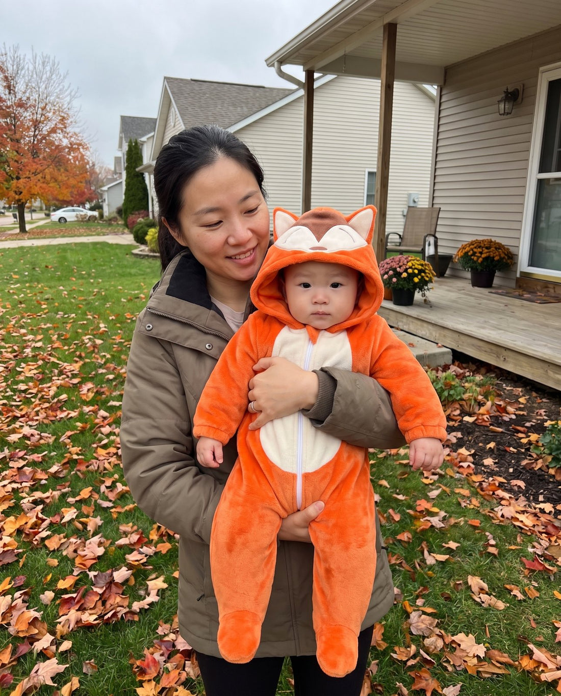 Baby Beasties hooded romper - fox otono
